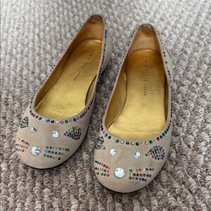 Marc By Marc Jacobs Beige suede mouse Flats with Colorful gem Embellishments